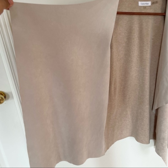 CALVIN Klein Long Waterfall Tan Faux Suede Drape Vest in Small - Picture 6 of 12